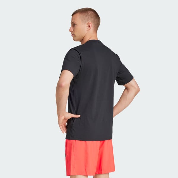 Hitam Tee Olahraga Logo Feelready Train Esensial