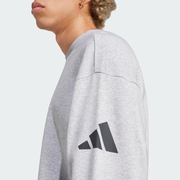 adidas Essentials Loose Fit 3 Bar Logo Sweatshirt - Grey