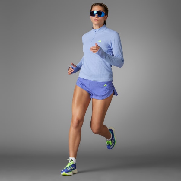 Azul Shorts Adizero Split para Running