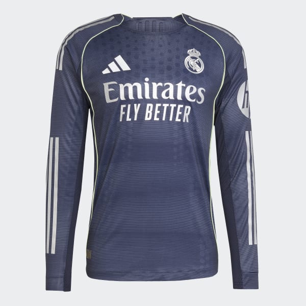 adidas Real Madrid 25/26 Long Sleeve Away Authentic Jersey - Blue