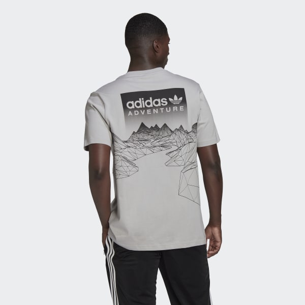 Grey adidas Adventure Mountain Back T-Shirt QD373