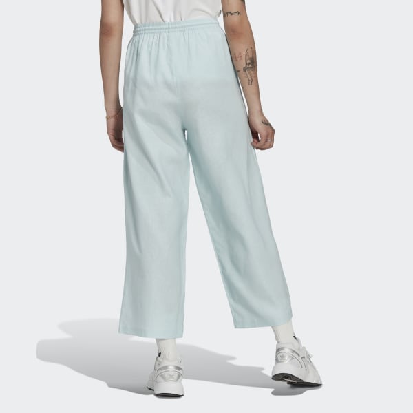 Niebieski 7/8 Linen Wide Leg Pants SW712