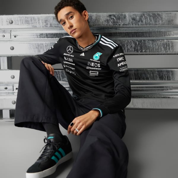 Μαύρο MERCEDES - AMG PETRONAS FORMULA ONE TEAM DRIVER JERSEY AUTHENTIC LONG SLEEVE