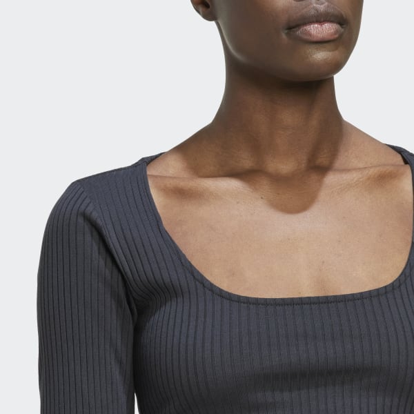 Grey Studio Lounge Ribbed Cropped Long-Sleeve Top K8074