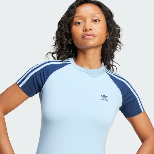 adidas Adicolor 3-Stripes Raglan Short Sleeve Dress - Blue