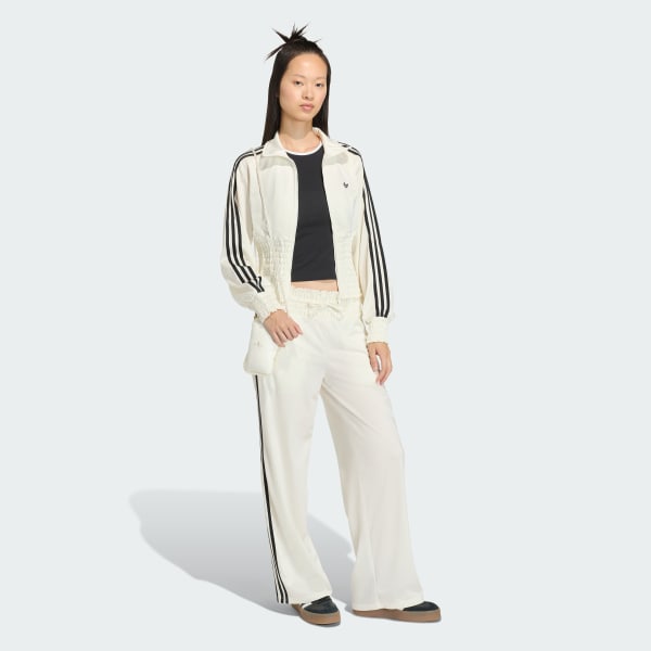 White SMOCKED FIREBIRD TRACKPANTS