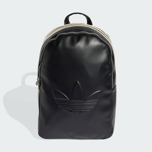 Black Polyurethane Backpack Outline Trefoil