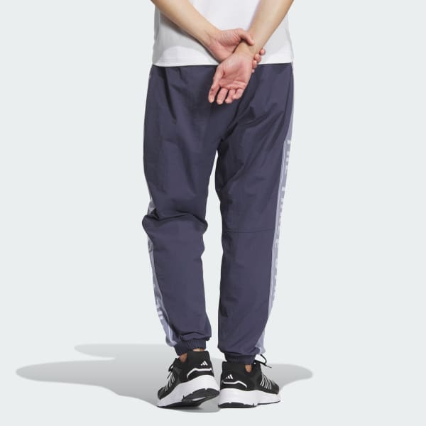 Azul Wording Loose Fit Wrinkled Nylon Woven Brushed Tricot Lined Pants (Gender Neutral)
