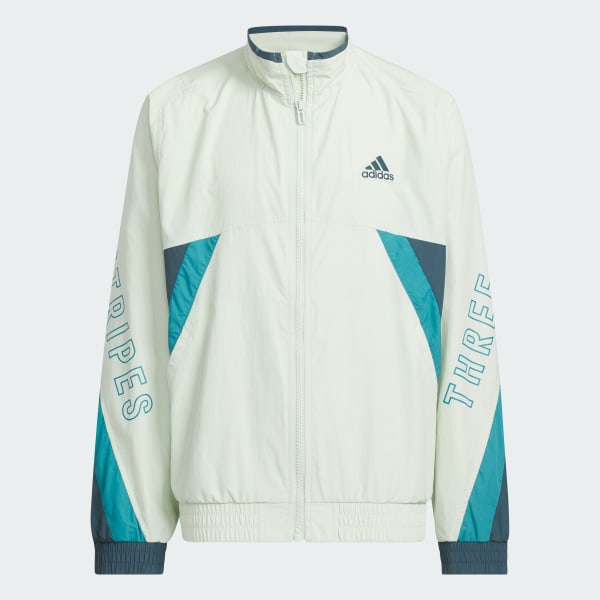 グリーン ルーズフィット ワーディング ウーブン メッシュライニングジャケット キッズ