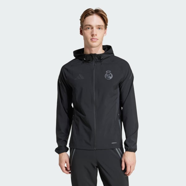Schwarz Real Madrid Tiro 25 Pro Vis Tech Travel Jacke