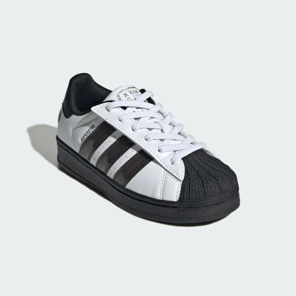 White Superstar Led Lights Comfort Closure Elastic Lace Shoes Kids