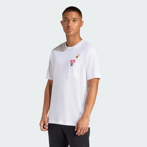 White MINI EMBROIDERY BASKETBALL GRAPHIC T-SHIRT