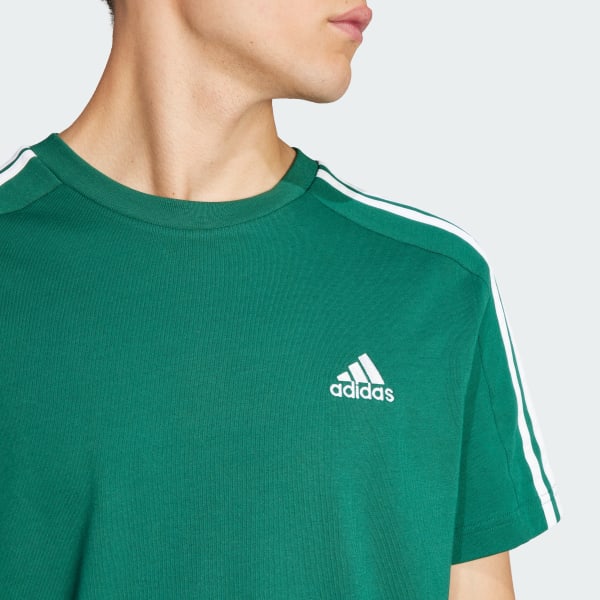 adidas Essentials Single Jersey 3 Streifen T Shirt Grun adidas Deutschland