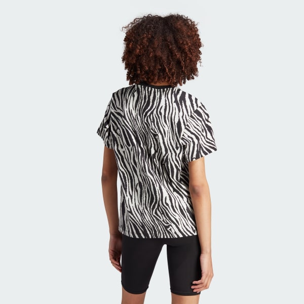 Women\'s US Zebra Tee Essentials Allover adidas - adidas | Lifestyle | White Print Animal