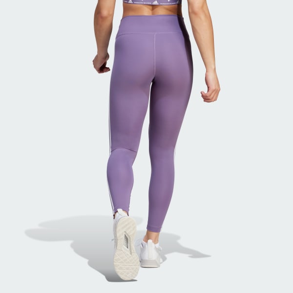 adidas Optime 3-Stripes Full-Length Leggings - Purple