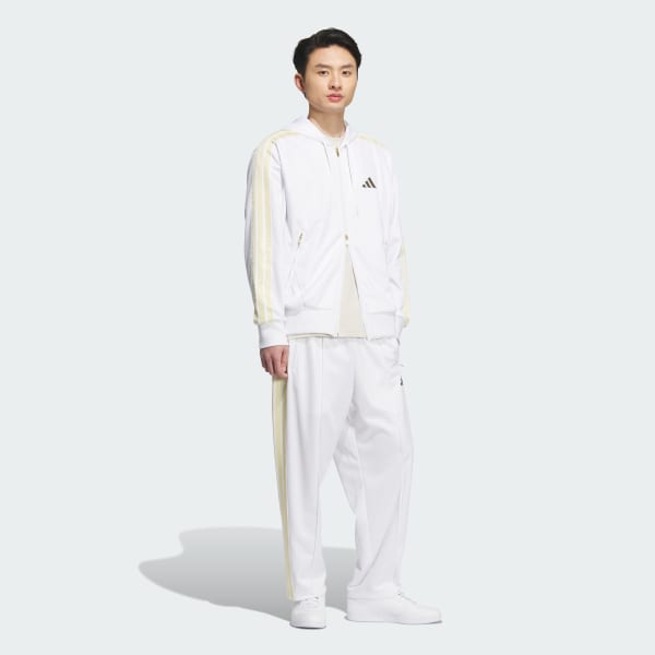 ホワイト Stadium Gold ルーズフィット フルレングス オープンヘム トラックパンツ