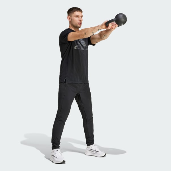 Black Train Essentials Camo Graphic Logo Tee