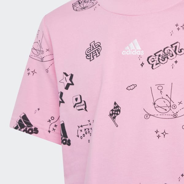 Rosa Camiseta Cropped Estampada Brand Love Infantil