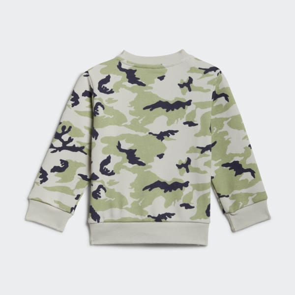 Gris Conjunto Camo Cuello Redondo