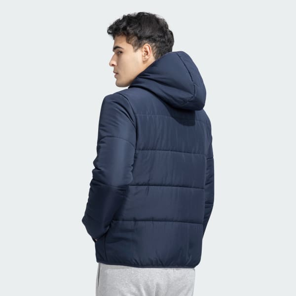 Blue Basic Hooded Puffer Jacket