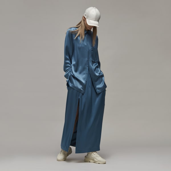 Blu Y-3 Tech Silk Skirt