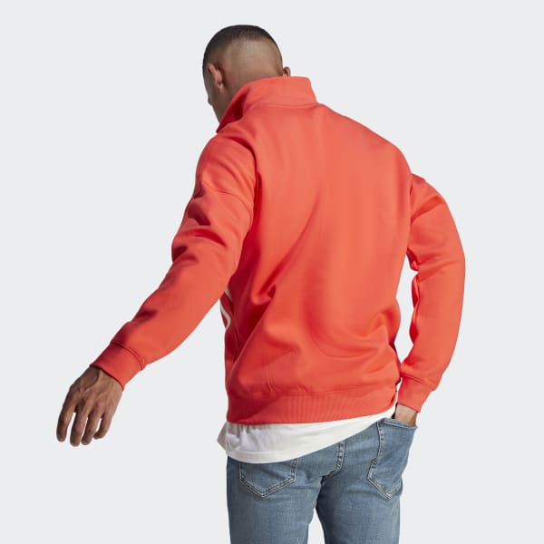 Red Colorblock Quarter Zip Sweatshirt