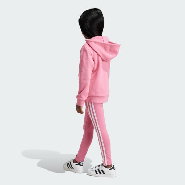 Rosado Conjunto Adicolor Polerón con Capucha y Calzas Niños