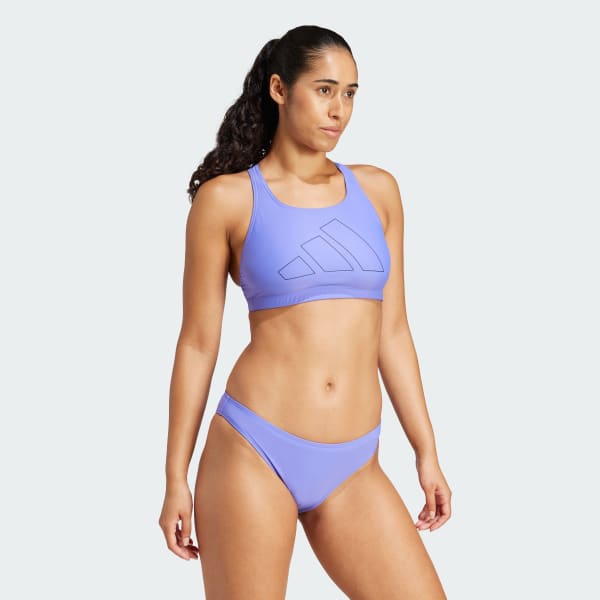 Blue Big Bars Y-Back Bikini Top
