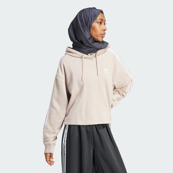 Brązowy Adicolor 3-Stripes Short Hoodie
