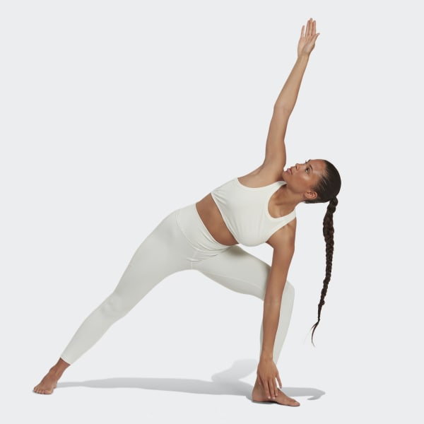 Blanco Polera sin Mangas Yoga Studio Wrapped Acanalada TX454