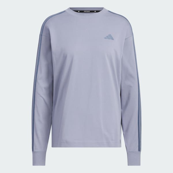 パープル エッセンシャルズ プラス スリーストライプス 長袖Tシャツ