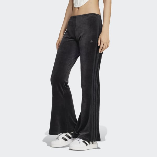 adidas Crushed Velvet Flared Pants - Black | Free Shipping