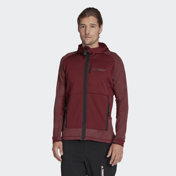 Bordowy Terrex Tech Flooce Hooded Hiking Fleece Jacket