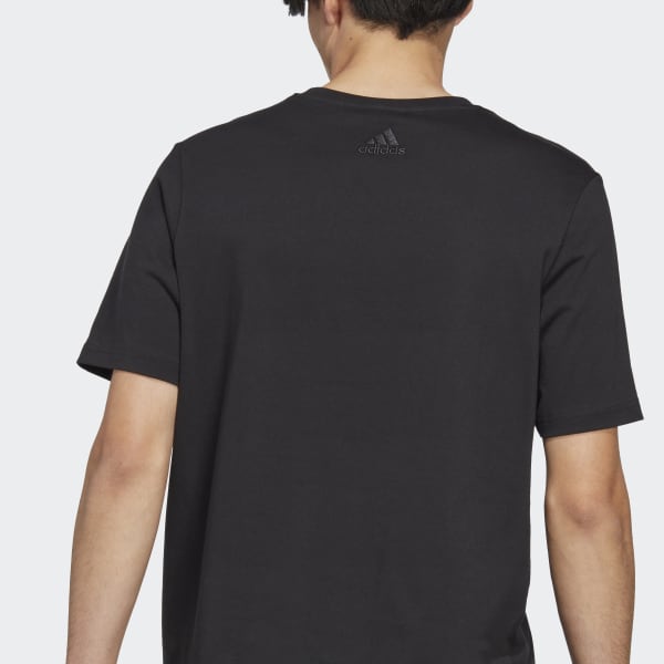 สีดำ เสื้อยืดผ้าซิงเกิลเจอร์ซีย์ Essentials Big Logo