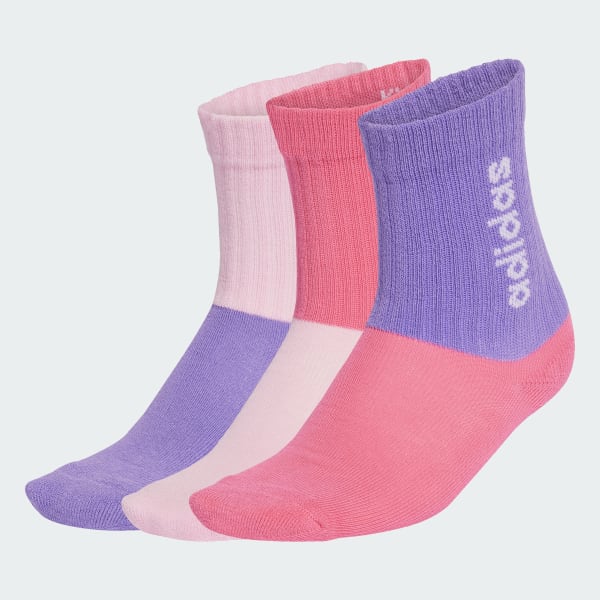 Rosado Calcetines Clásicos Lineales 3 Pares Niños