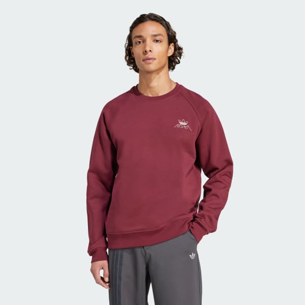 Burgundy Winter Resort Mountain Graphic Fleece Crewneck Sweatshirt