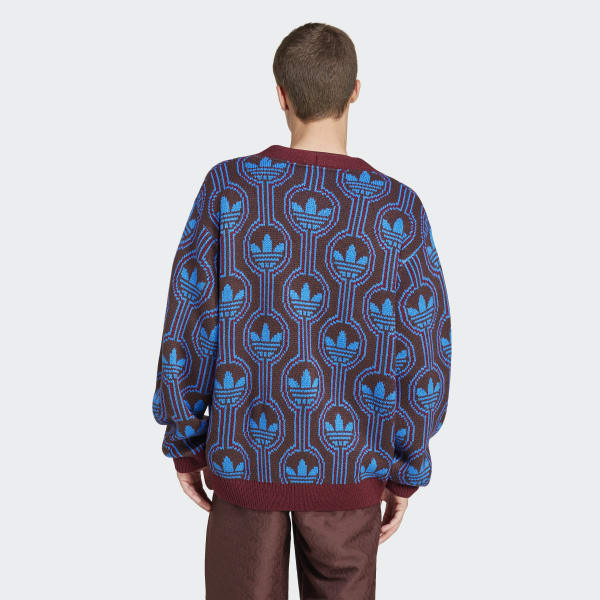 adidas Originals 70s Trefoil Cardigan - Burgundy | Free Shipping