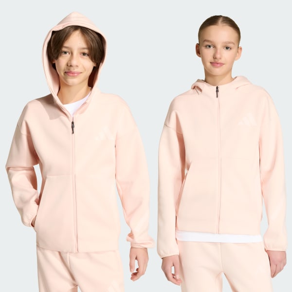 Pembe adidas Z.N.E. Kapüşonlu Tam Boy Fermuarlı Üst