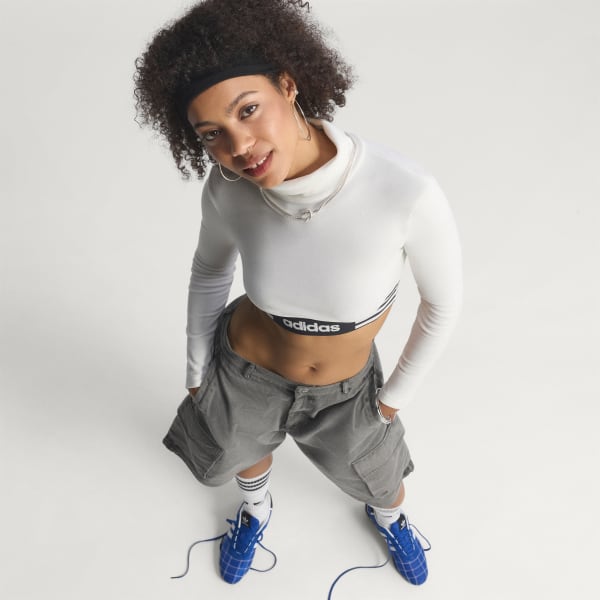 adidas Winterized LS Crop Tee - White | Free Shipping with adiClub