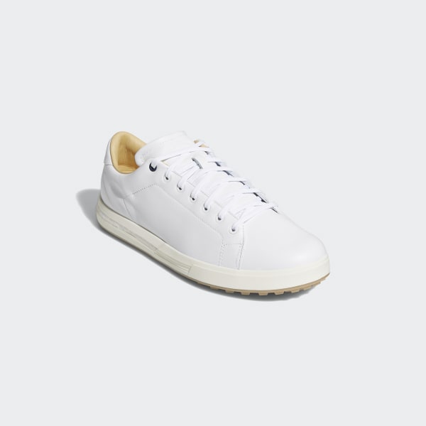 white leather golf shoes