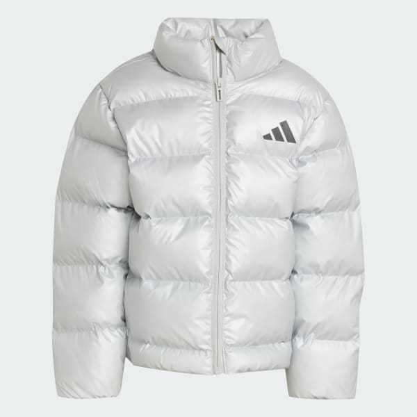 Silver Synthetic Down Glam Jacket Kids