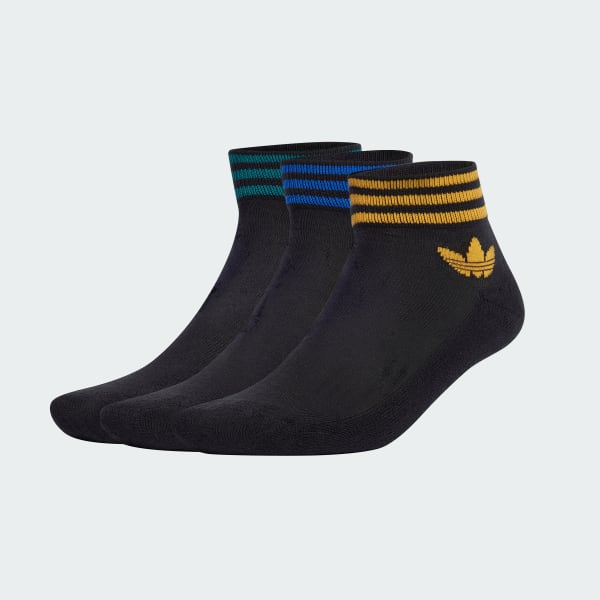 ブラック トレフォイル アンクルソックス 3足組み [TREFOIL ANKLE SOCKS 3 PAIRS]