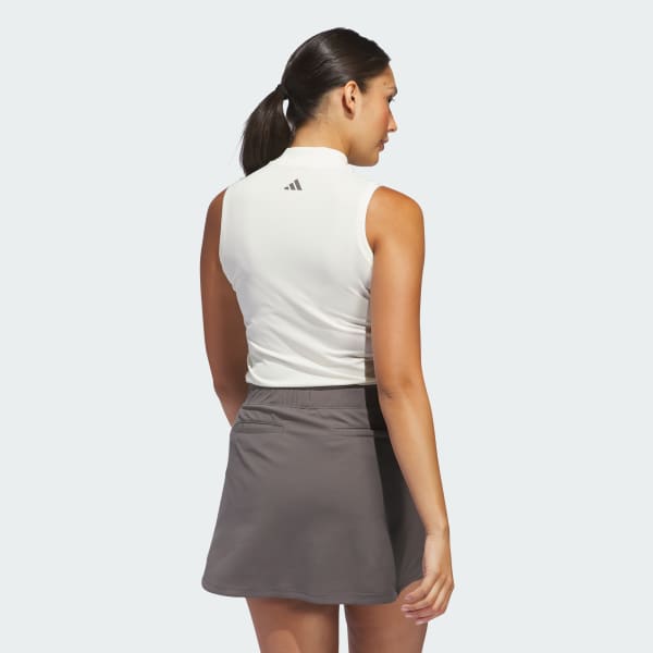 Beige Ultimate365 Sleeveless Mock Neck Poloshirt