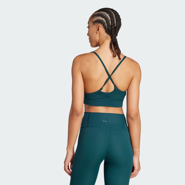 Gronn adidas All Me Light Support Rib Bra Long Line BH