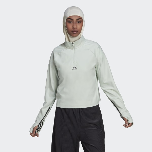 Verde Maglia Hyperglam Cut 3-Stripes 1/4-Zip
