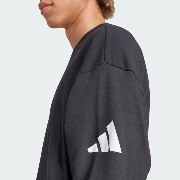 adidas Essentials Loose Fit 3 Bar Logo Sweatshirt - Black
