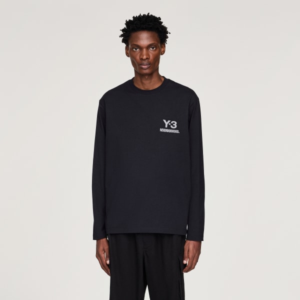 cierna Tričko Y-3 NBHD LOGO LS TEE