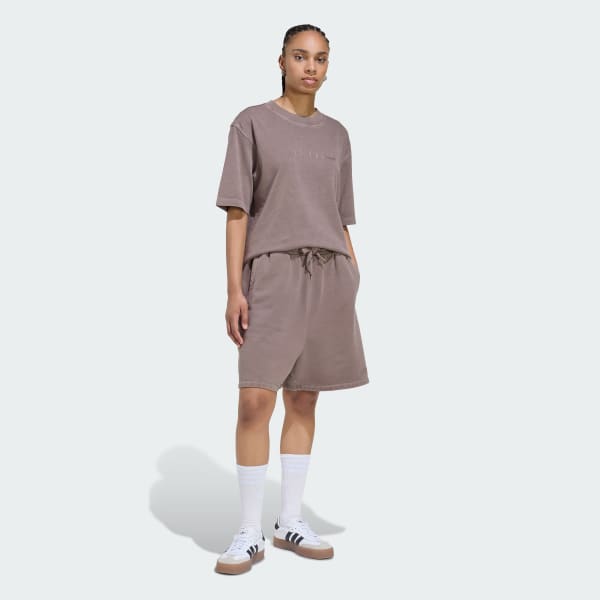 Brown Essentials Linear Boyfriend Tee Oversized Washed