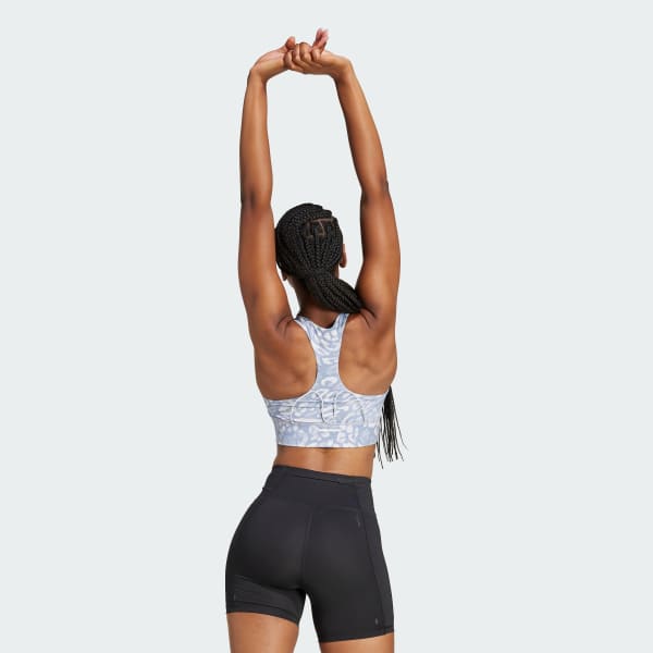 Grey Own the Run Pocket Medium Support Print Bra