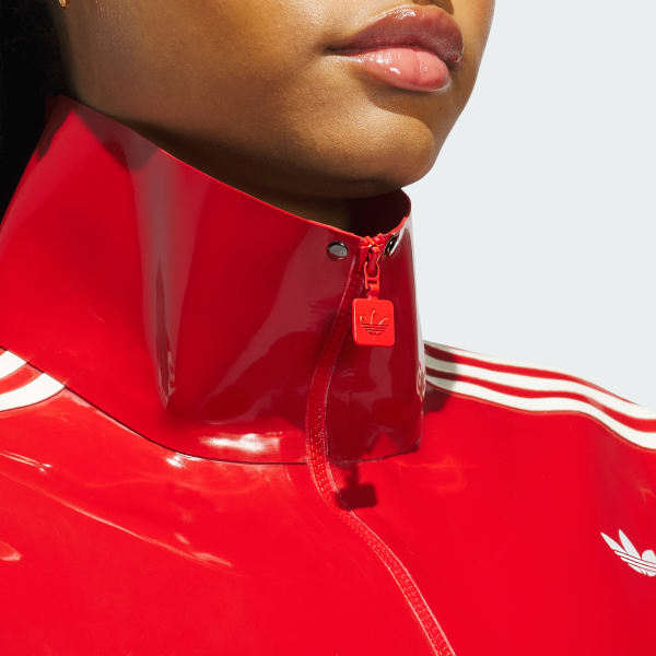adidas 3-Stripes Latex Track Top - Red | Free Shipping with